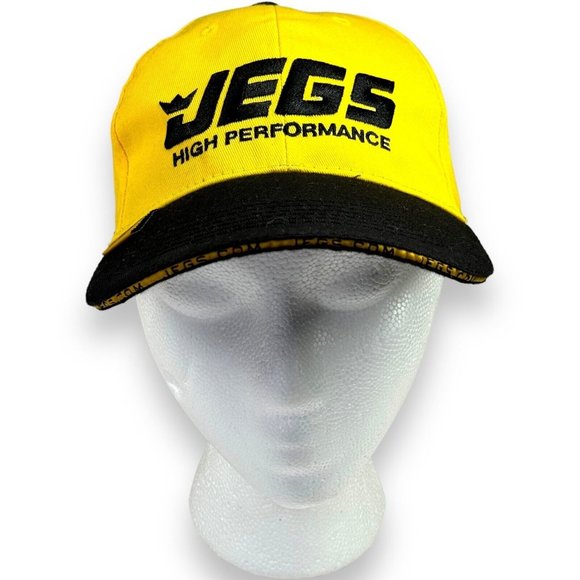 JEGS High Performance Automotive Parts Adjustable Ball Cap Hat Black And Yellow - Picture 1 of 8